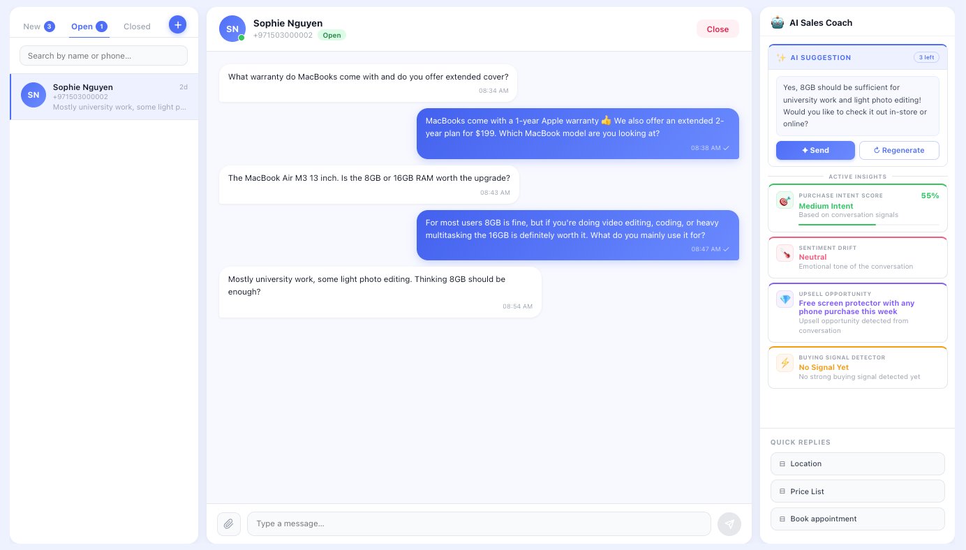 Chat Close dashboard — shared WhatsApp inbox with AI conversation signals